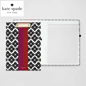 NWT Kate Spade Black Spade Flower Clipboard Folio includes Notepad